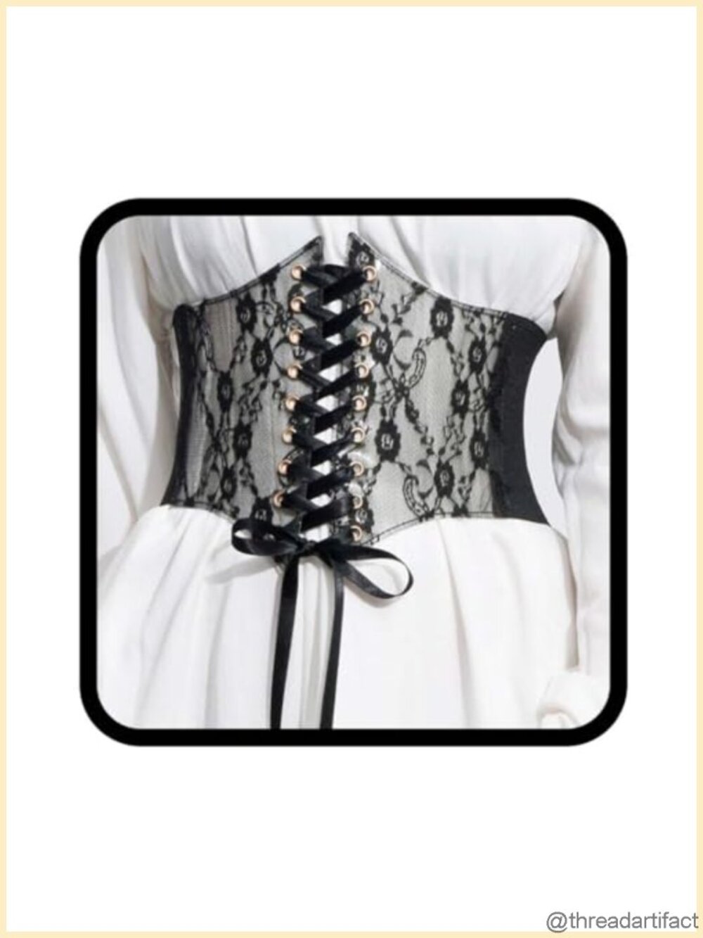 Lace Corset Belt Wide Elastic Waist Lace-Up Retro Accessory